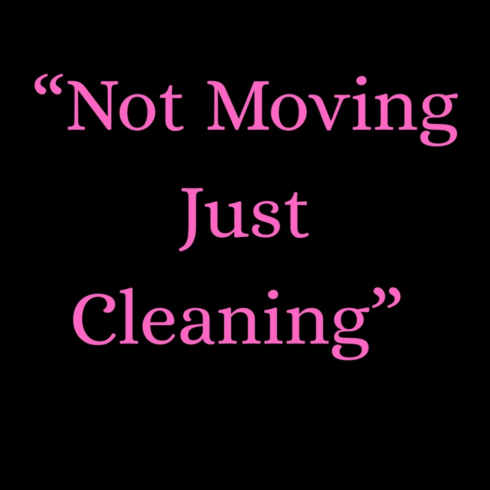 Graphic Text Tee "Not Moving Just Cleaning" - Black with Pink Text
